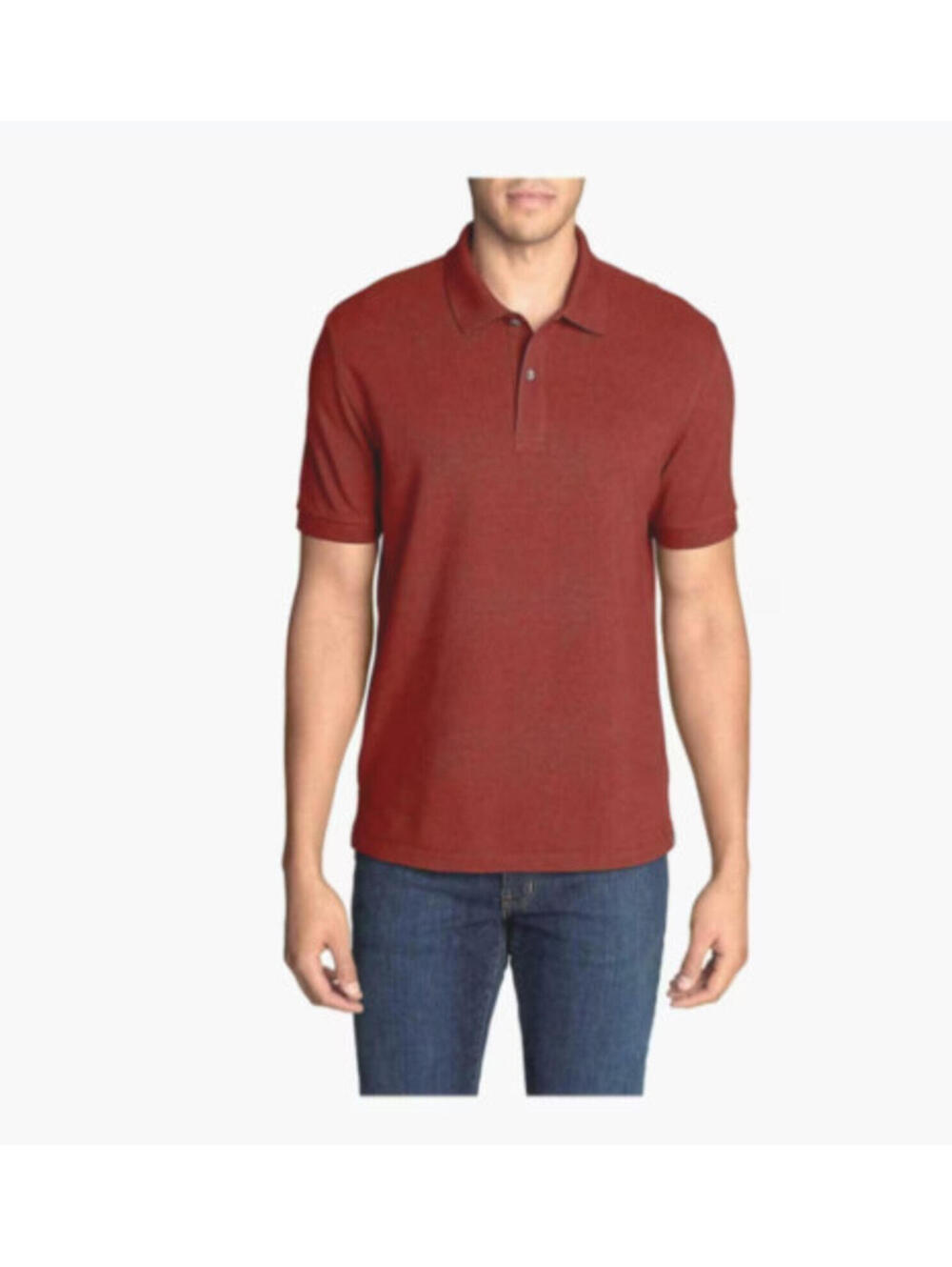 Eddie Bauer Mens XL Red 100% Cotton Short Sleeve Pique Polo Shirt